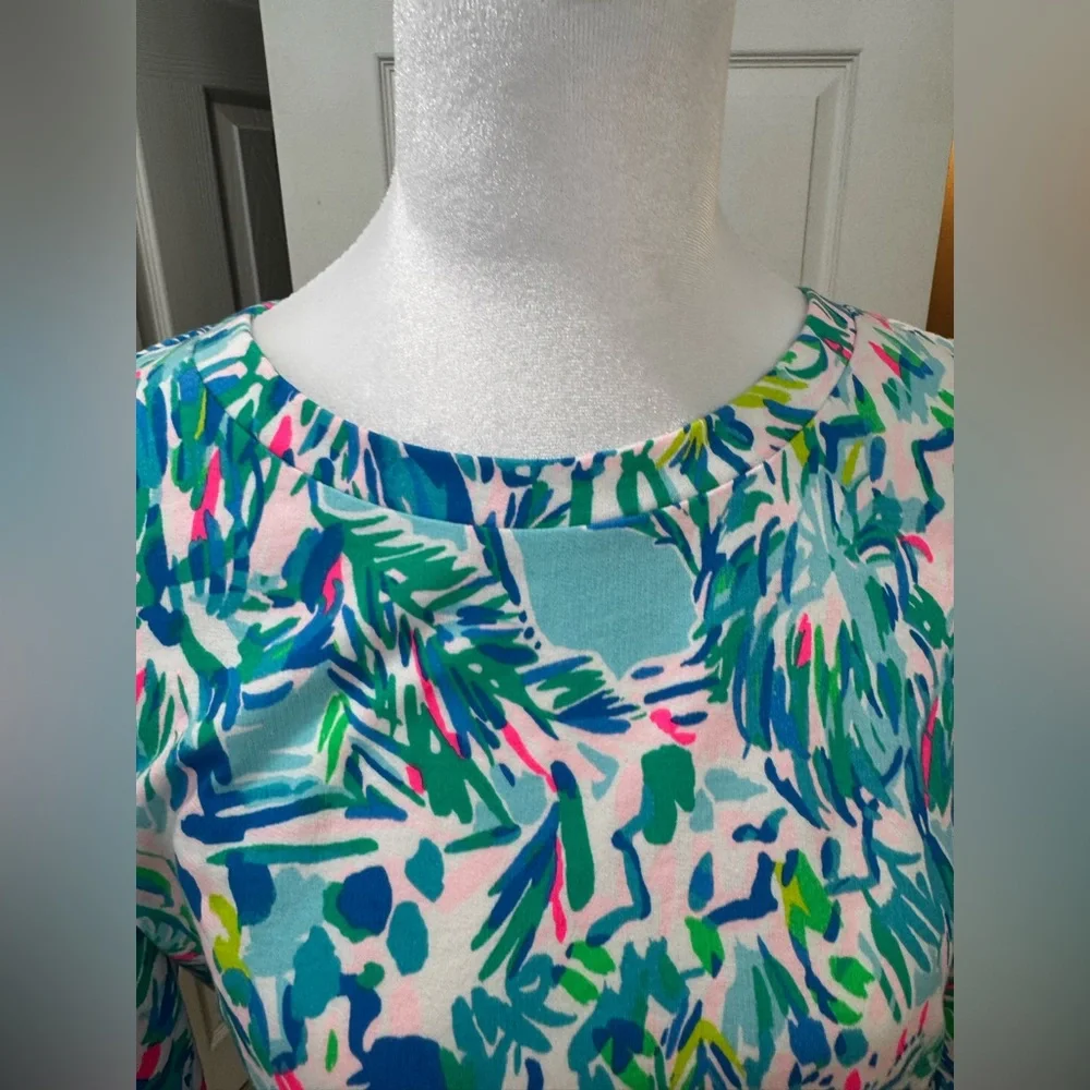 🌸🆕Lilly Pulitzer Jansen Long Sleeve Sweatshirt Blue Ibiza Cabana Cocktail Medium
